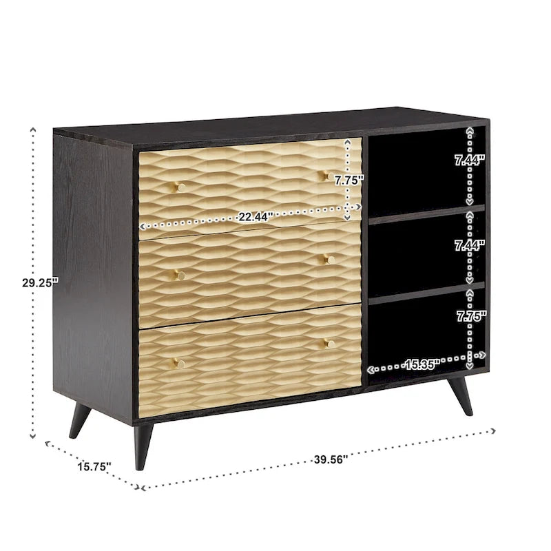 Commode d'appoint à 3 tiroirs deux tons