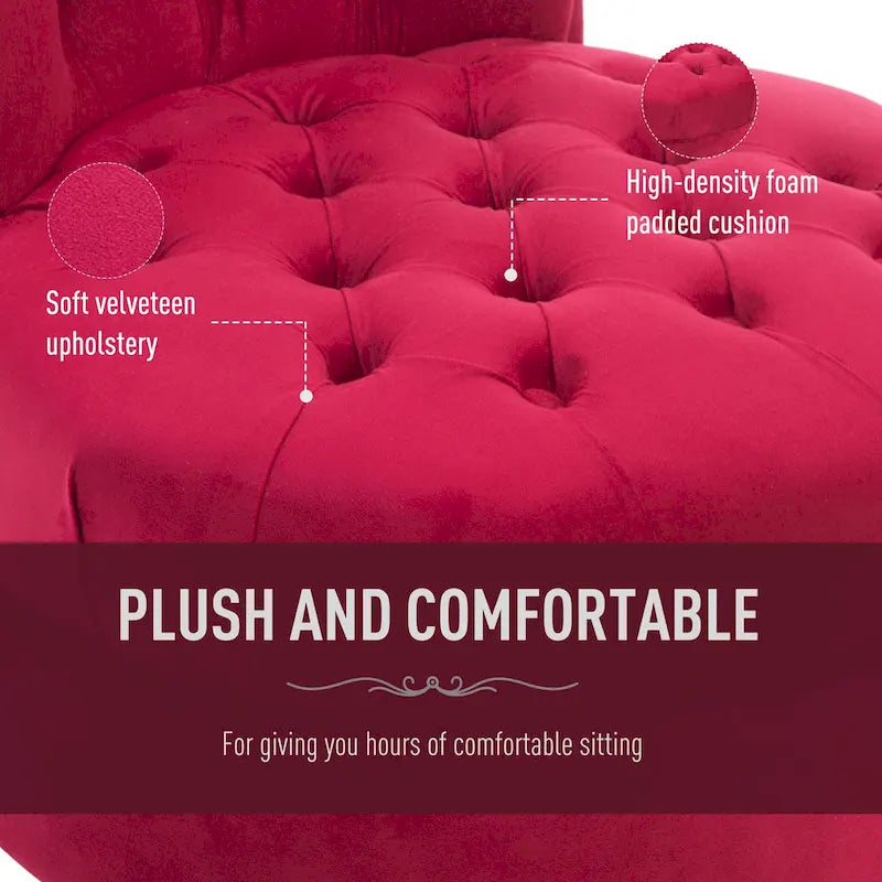 Chaise capitonnée à dossier haut, garnie de velours rouge