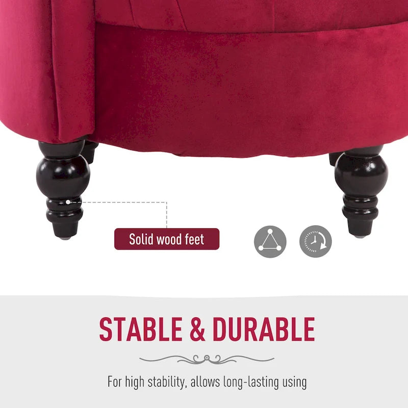 Chaise capitonnée à dossier haut, garnie de velours rouge