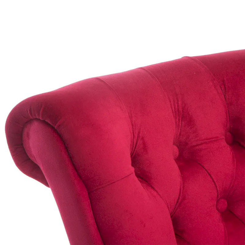 Chaise capitonnée à dossier haut, garnie de velours rouge
