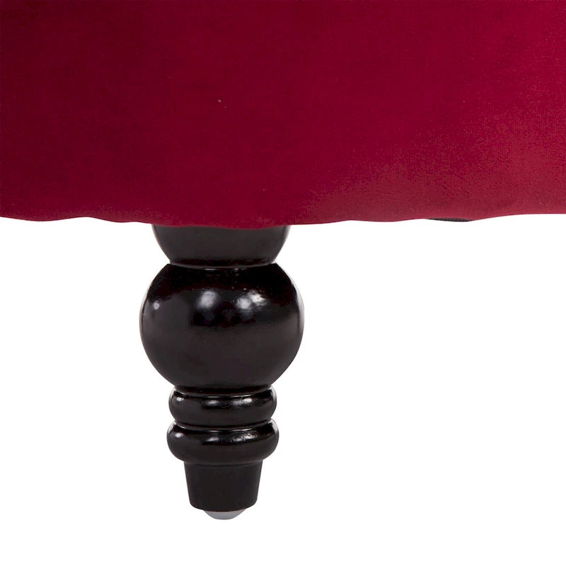 Chaise capitonnée à dossier haut, garnie de velours rouge