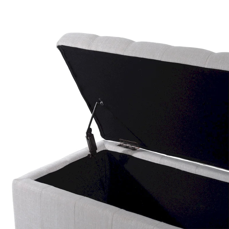 Banc coffre de rangement capitonné en tissu