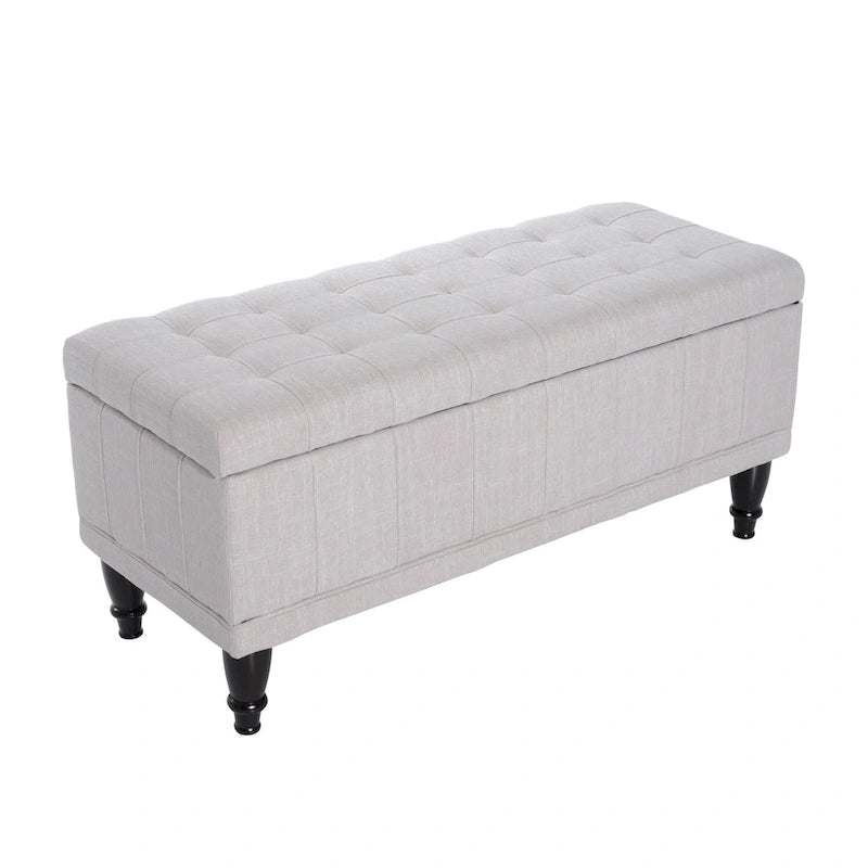 Banc coffre de rangement capitonné en tissu