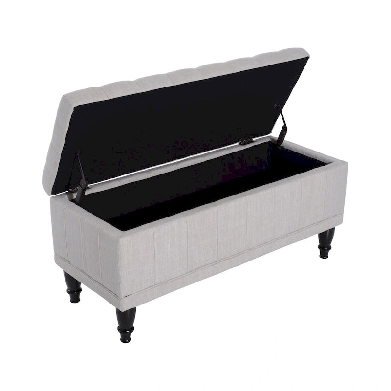 Banc coffre de rangement capitonné en tissu