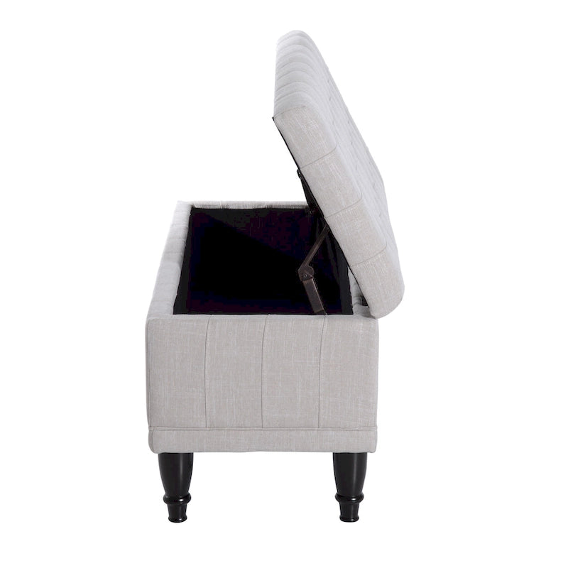 Banc coffre de rangement capitonné en tissu