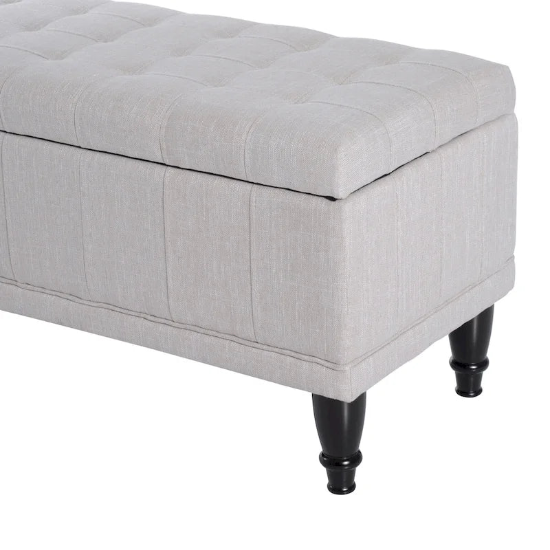 Banc coffre de rangement capitonné en tissu