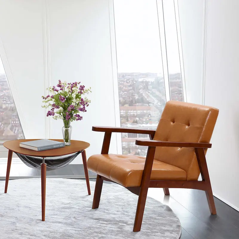Fauteuil d'appoint rembourré marron pour salon