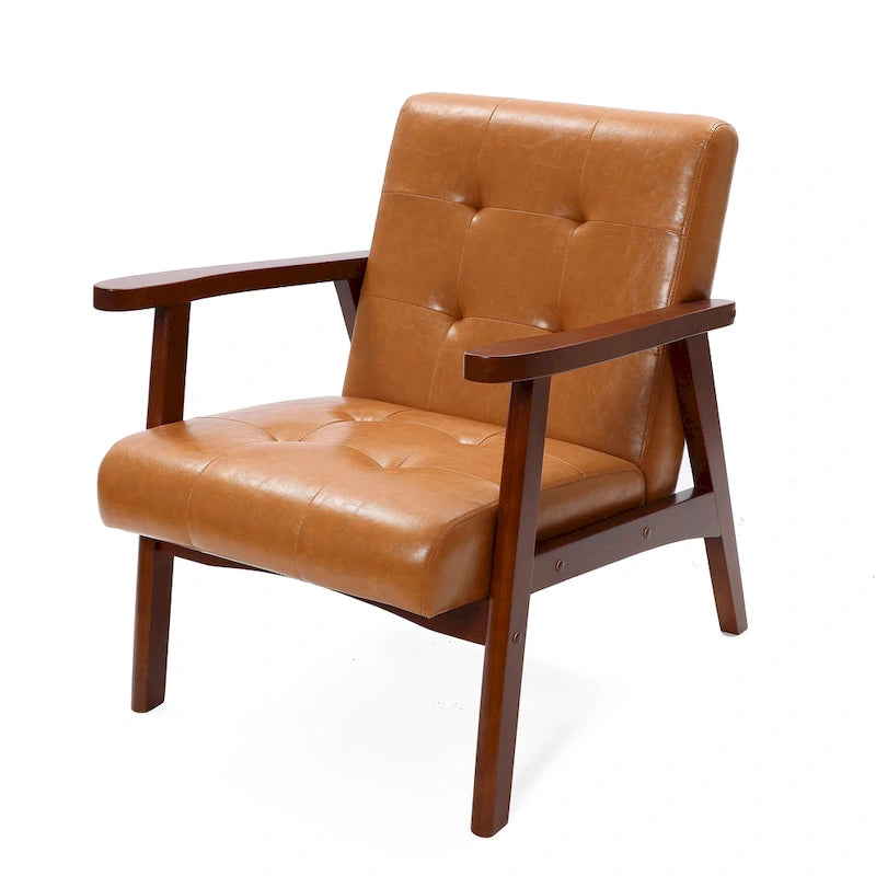 Fauteuil d'appoint rembourré marron pour salon