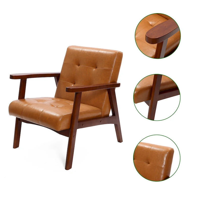 Fauteuil d'appoint rembourré marron pour salon