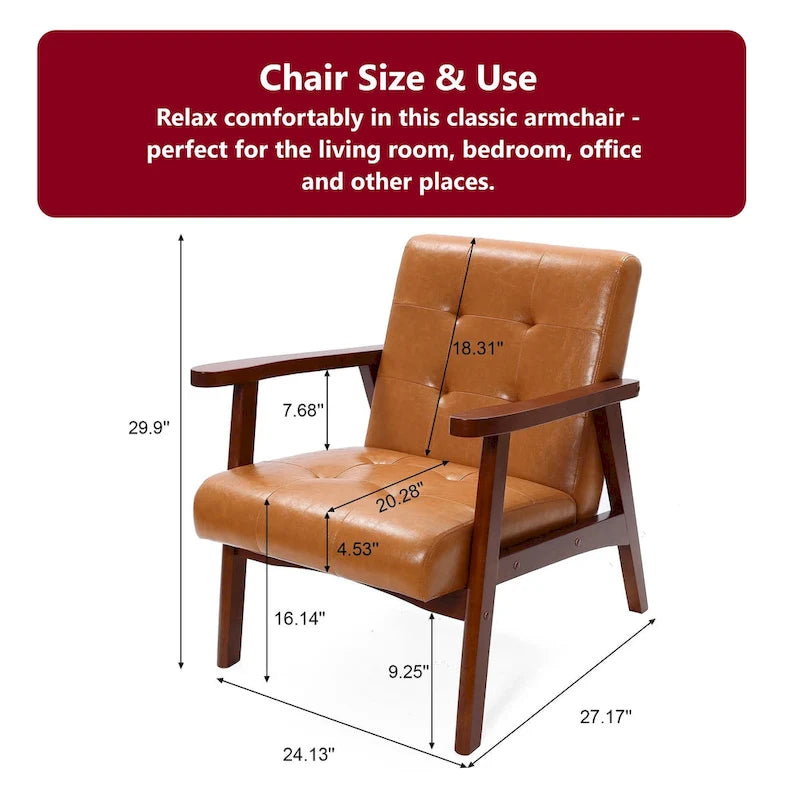 Fauteuil d'appoint rembourré marron pour salon