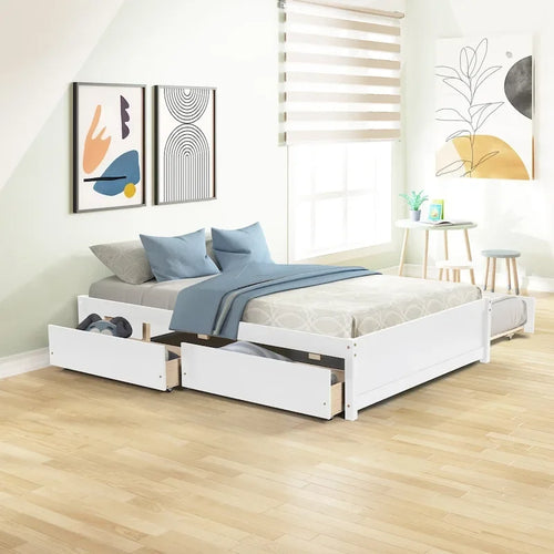 Full Bed With Twin Size Trundle And Two Drawers