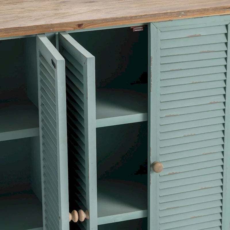 Meuble bas de comptoir en bois à motif ondulé