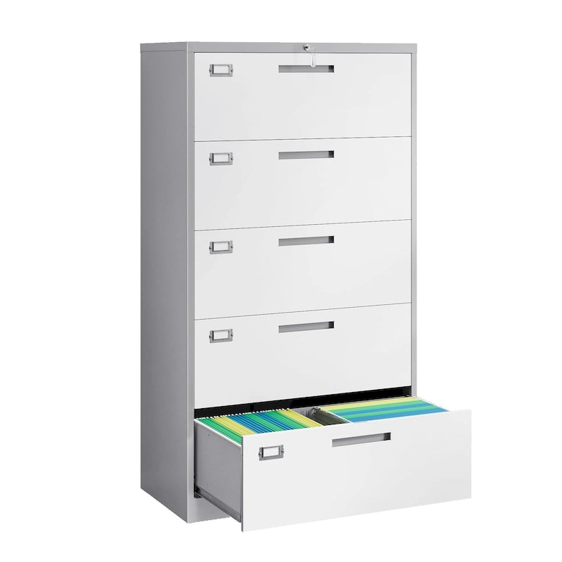 Armoire de classement latérale en acier à 5 tiroirs