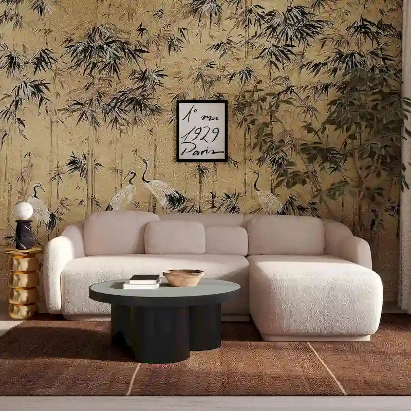 Fauteuil en velours couleur crème