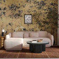 Fauteuil en velours couleur crème