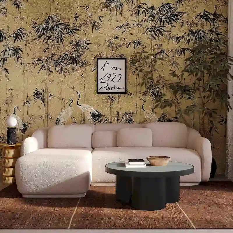 Fauteuil en velours couleur crème