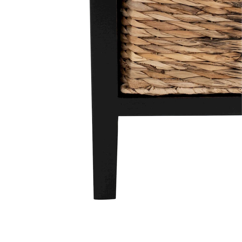 Table d'appoint de rangement noire vieillie à 4 tiroirs