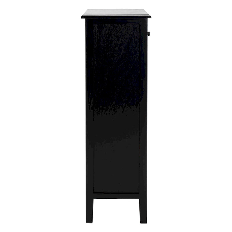 Table d'appoint de rangement noire vieillie à 4 tiroirs