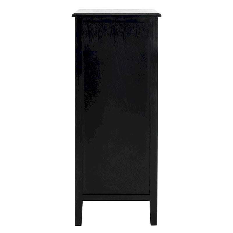 Table d'appoint de rangement noire vieillie à 4 tiroirs