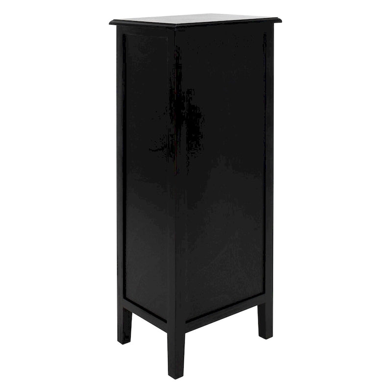 Table d'appoint de rangement noire vieillie à 4 tiroirs