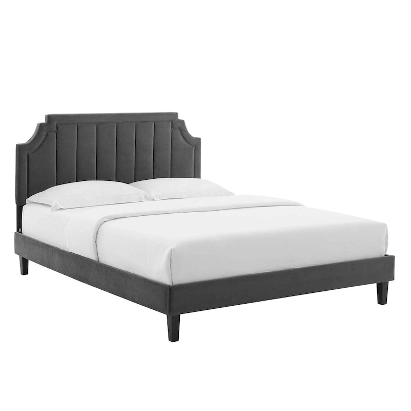 Lit plate-forme de luxe en velours