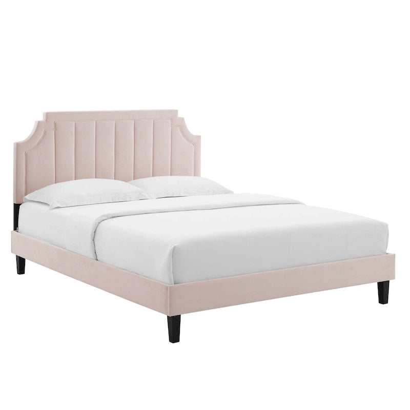 Lit plate-forme de luxe en velours