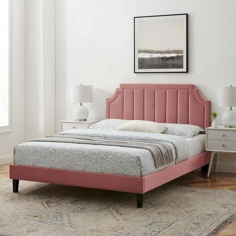 Lit plate-forme de luxe en velours