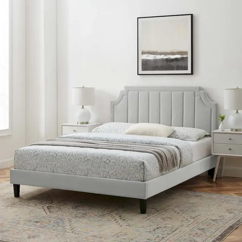 Lit plate-forme de luxe en velours
