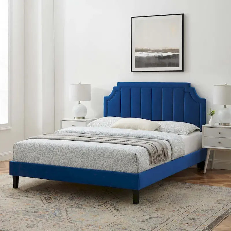 Lit plate-forme de luxe en velours