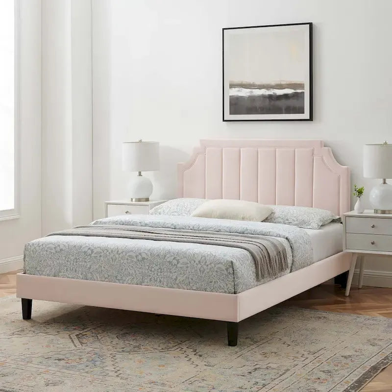Lit plate-forme de luxe en velours