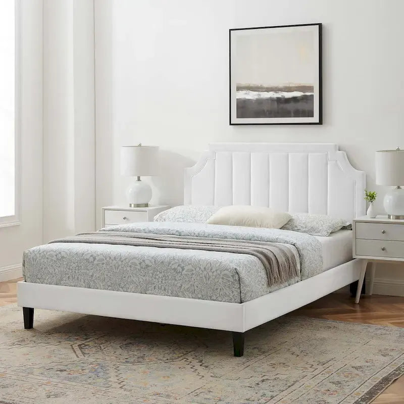 Lit plate-forme de luxe en velours