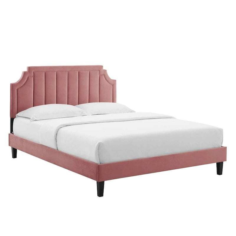 Lit plate-forme de luxe en velours
