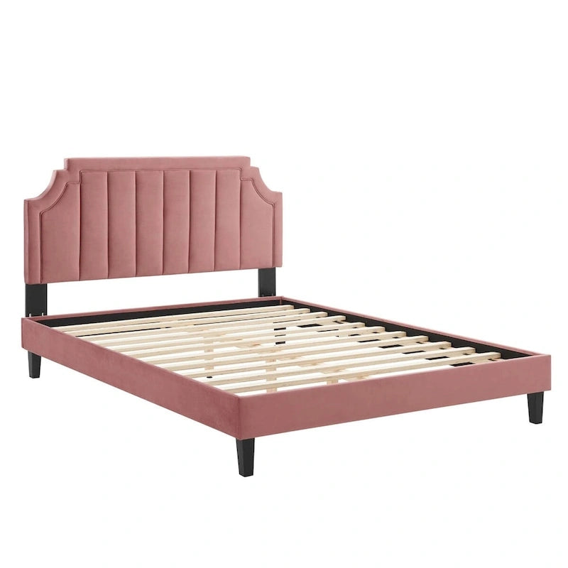 Lit plate-forme de luxe en velours