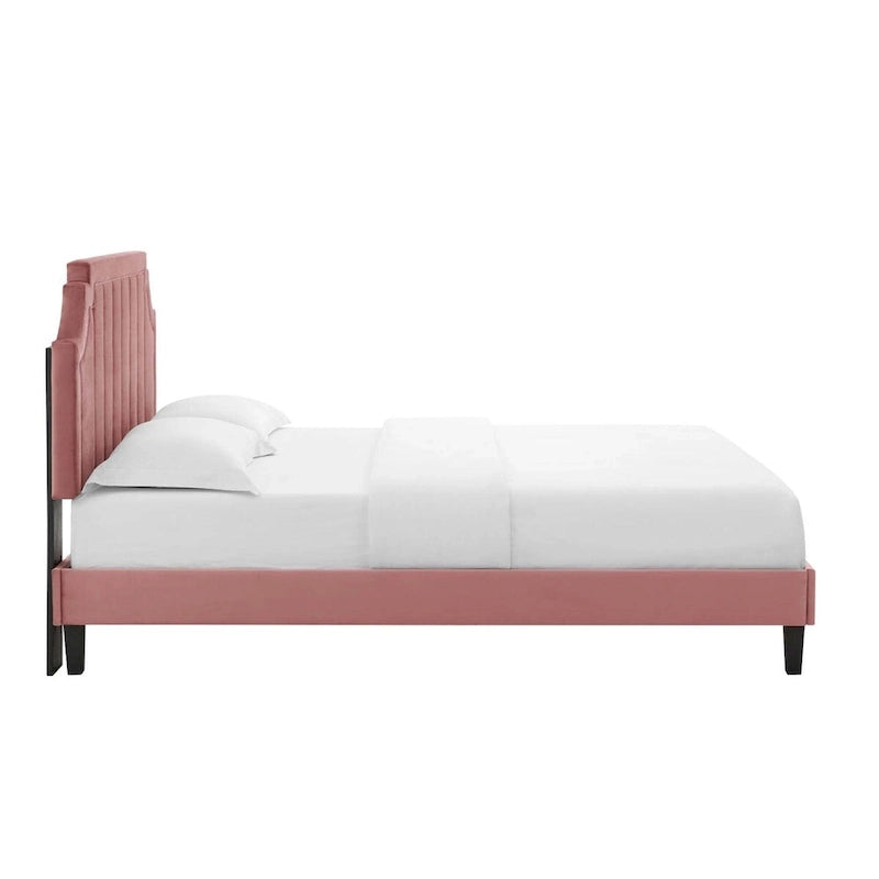 Lit plate-forme de luxe en velours