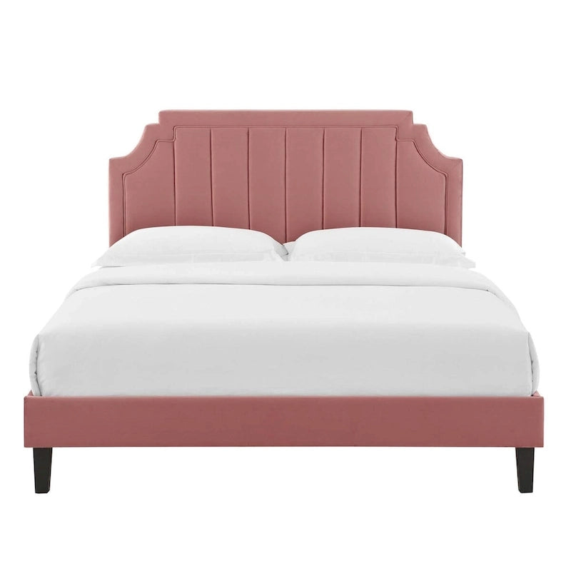 Lit plate-forme de luxe en velours