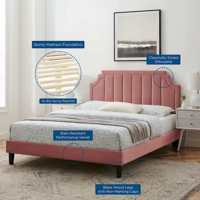 Lit plate-forme de luxe en velours