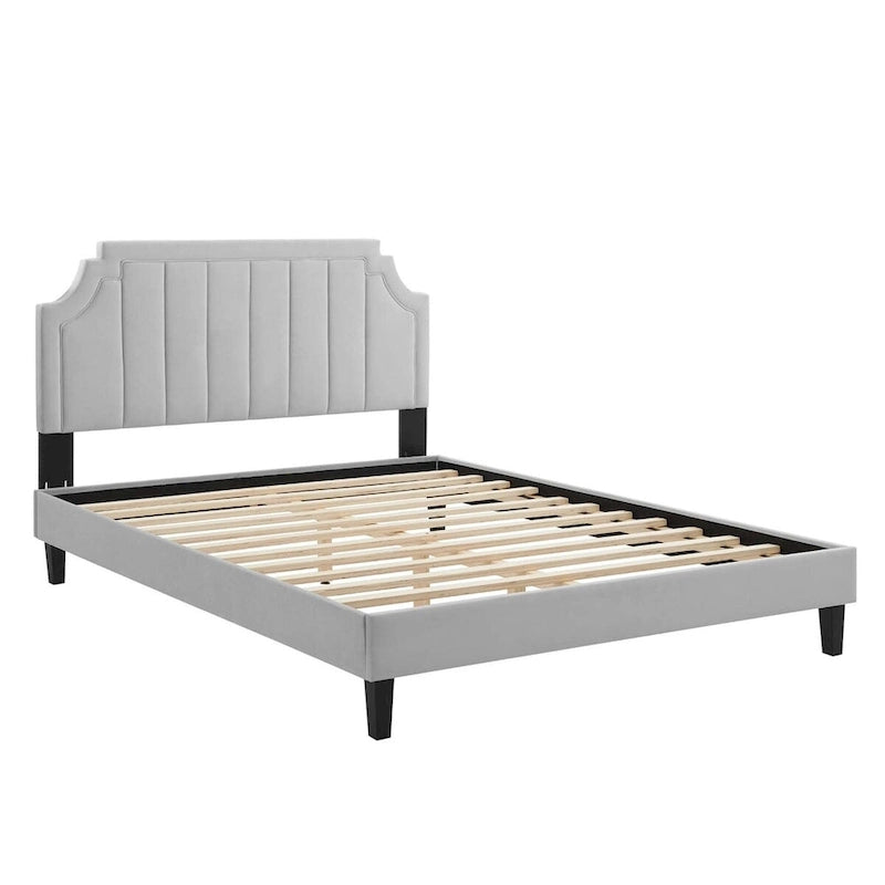 Lit plate-forme de luxe en velours