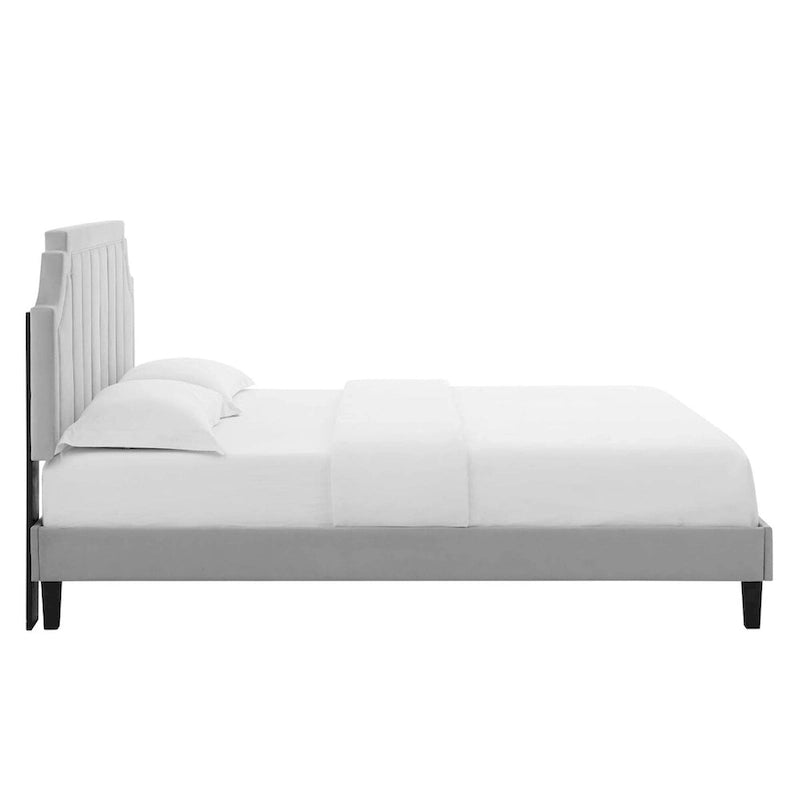Lit plate-forme de luxe en velours