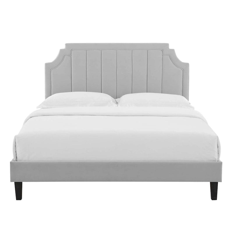 Lit plate-forme de luxe en velours