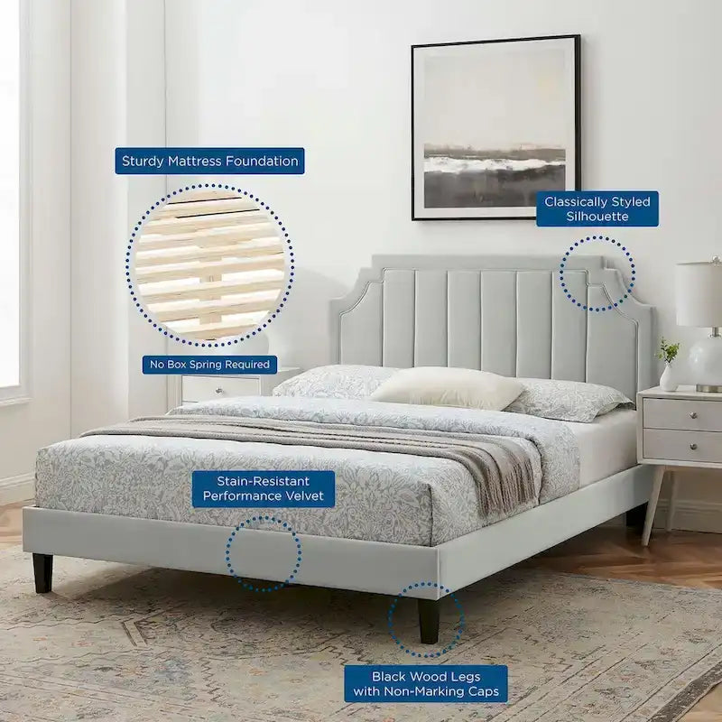 Lit plate-forme de luxe en velours