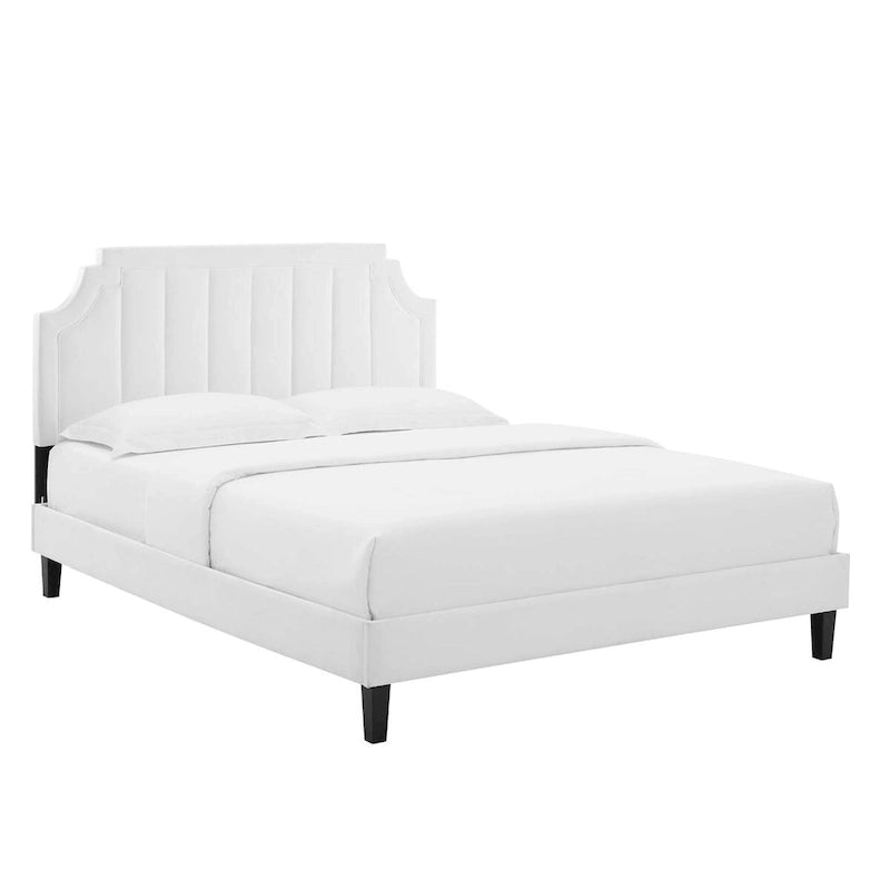 Lit plate-forme de luxe en velours