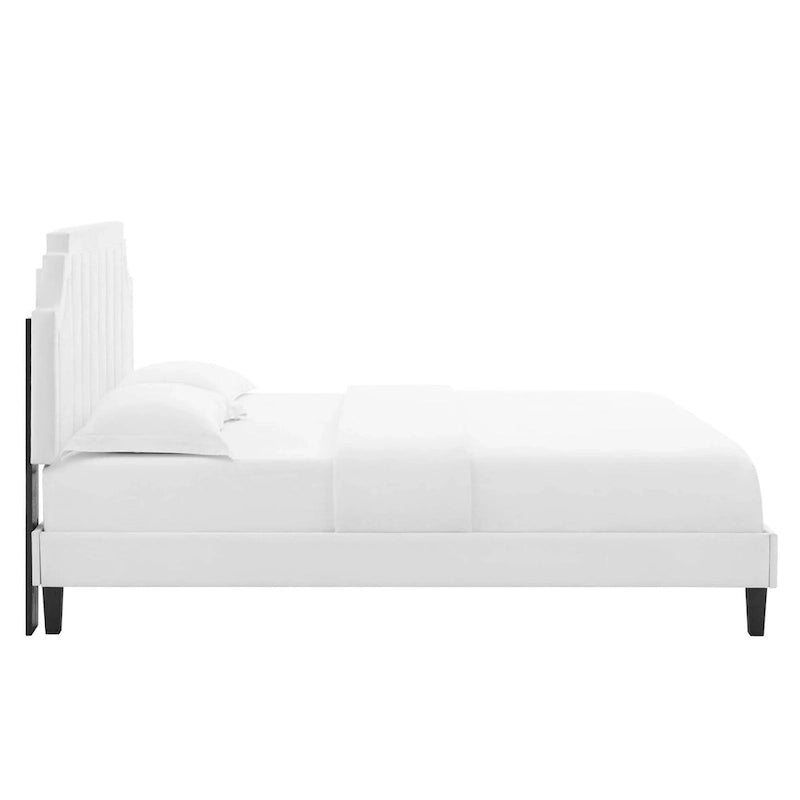 Lit plate-forme de luxe en velours