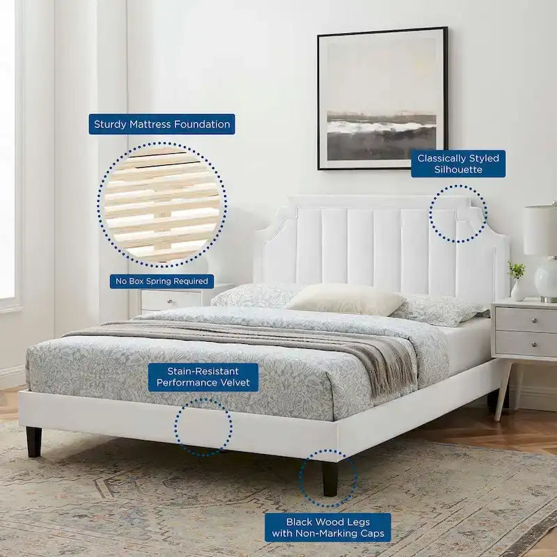 Lit plate-forme de luxe en velours
