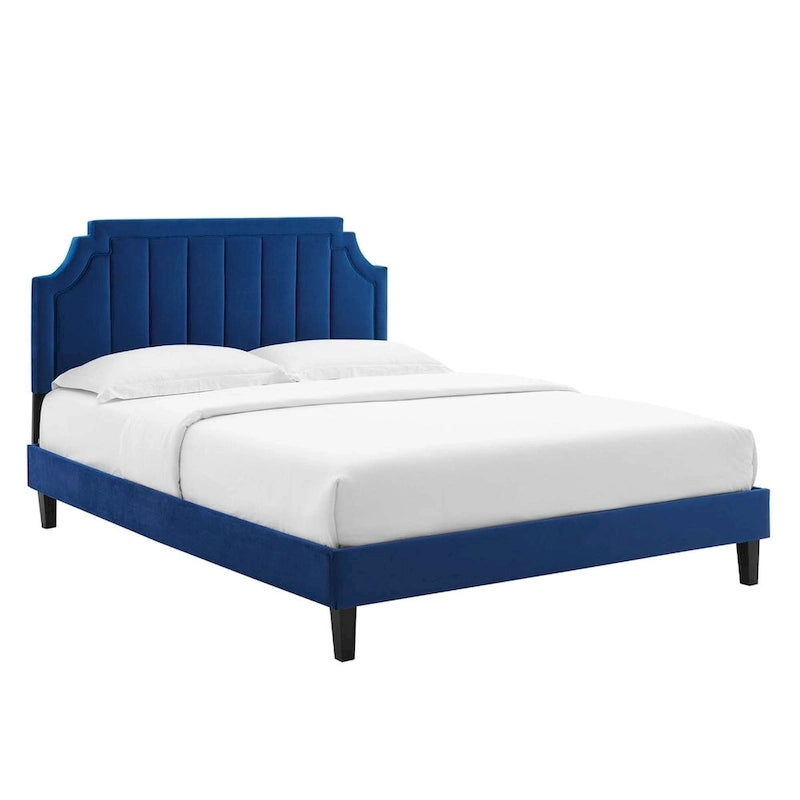 Lit plate-forme de luxe en velours