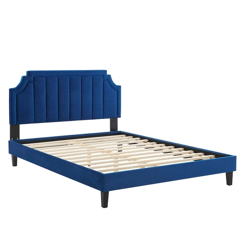 Lit plate-forme de luxe en velours