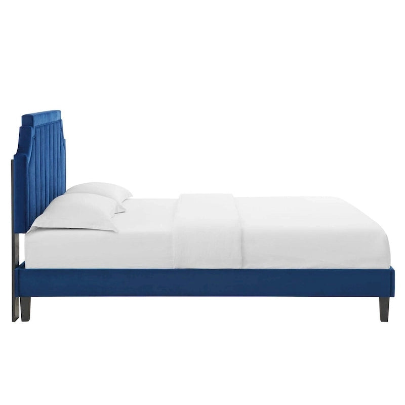 Lit plate-forme de luxe en velours