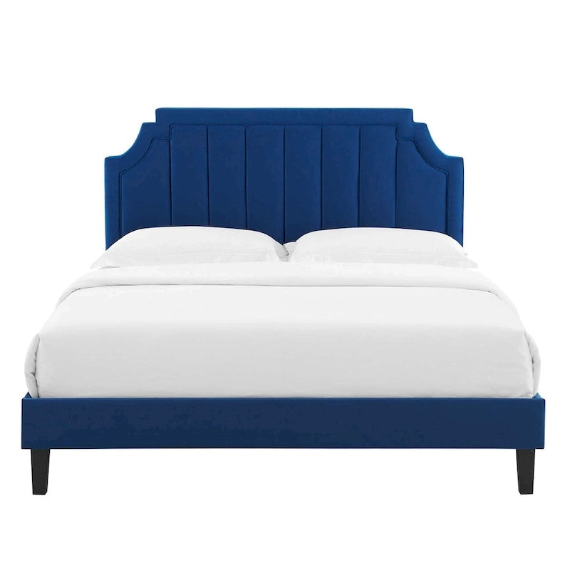 Lit plate-forme de luxe en velours