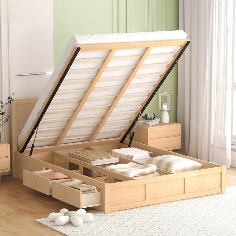 Lit plateforme avec rangement et 2 tiroirs