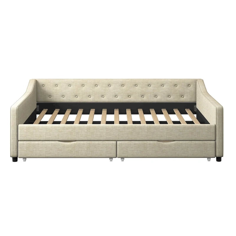 Lit de repos capitonné avec tiroirs pour chambre à coucher