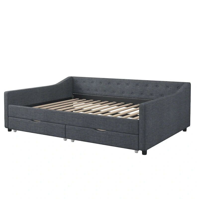 Lit de repos capitonné avec tiroirs pour chambre à coucher